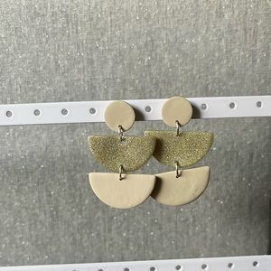 Gold Polymer Clay Boho Earring